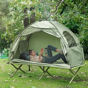 1 Person Folding Camping Cot, Portable Outdoor with Carry Bag, 2-in-1 Elevated Camping Bed Tent Single (Color: General)