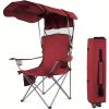 Oversized Camping Chair with Canopy Heavy Duty Folding Outdoor Chair with Armrest Cup Holder and Carry Bag Portable Camp Chair for Beach Fishing Picni