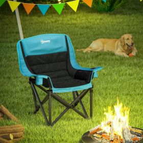 Padded Camping Chair for Adults, Portable Folding Camping Chair with Side Pockets, Cup Holders, Carry Bag, Black (Color: General)