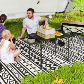 Folding Camping Table, 4.5ft Portable Table with 2 Wing Panels, Height Adjustable Metal Picnic Table (Color: General)