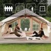6.3m ² Inflatable Camping Tent , 4 Season Waterproof Windproof, Clear Skylight & 420D Oxford Waterproof, Air Tent with Mesh Windows/Doors