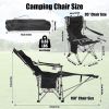 Portable Folding Camping Chair with Removable Footrest Waterproof Oxford Cloth Support 220lbs Multifunctional Recliner Chair with Cup Holder & Side Po