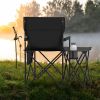 Oversized Camping Chair with Side Table and 2 Storage Pockets PU Coated Oxford Cloth for Camping, RV Trip or Family Travel