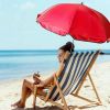 2 Pcs Automatic Chair Umbrella with Universal Clamp 44" UPF 50+ Portable Clamp on Beach Chair Adjustable Wheelchair Umbrella for Outdoor Patio Parasol