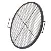 X-Marks Fire Pit Grill Grate, Round Cooking Grate, Heavy Duty Steel Campfire BBQ Grill Grid with Handle and Support X Wire