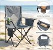 Folding Camping Chair Mesh Backrest  Metal Frame with Carrying Bag Outdoor Portable Reclining Camp Seat