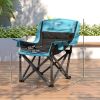 Padded Camping Chair for Adults, Portable Folding Camping Chair with Side Pockets, Cup Holders, Carry Bag, Black