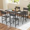 5FT Folding Picnic Table with Wood Grain HDPE Tabletop and  Non-slip Foot Pads