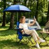 Camping Chair with Umbrella Lightweight Foldable Outdoor Chair with Cup Holder Detachable Sun Canopy Carrying Bag 330LBS Max Load for Beach Picnic Tra
