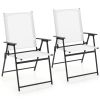 2 Pieces Patio Folding Chairs with Armrests for Deck Garden Yard