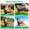 Portable Folding Camping Chair with Removable Footrest Waterproof Oxford Cloth Support 220lbs Multifunctional Recliner Chair with Cup Holder & Side Po