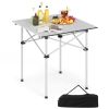 Folding Roll-up Camping Table with Metal Legs with Carrying Bag Non-slip Foot for Camping, Picnics, and Beach Trips