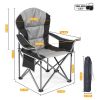 Oversized Camping Folding Chair Heavy Duty 500lbs Capacity, Cup Holder & Cooler Bag, Portable for Outdoor(Blue Gray/Black Gray)