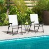 2 Pieces Patio Folding Chairs with Armrests for Deck Garden Yard