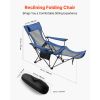 Reclining Camping Chair, 4 Adjustable Positions, Portable Folding Lounger for Adults, Mesh Beach Chair with Headrest & Foot Rest, Supports 220 lbs