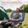 Padded Camping Chair for Adults, Portable Folding Camping Chair with Side Pockets, Cup Holders, Carry Bag, Light Gray