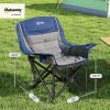 Padded Camping Chair for Adults, Portable Folding Camping Chair with Side Pockets, Cup Holders, Carry Bag, Light Gray