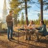 Folding Roll-up Camping Table with Metal Legs with Carrying Bag Non-slip Foot for Camping, Picnics, and Beach Trips
