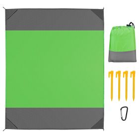 82.6x78.7in Sand Proof Picnic Blanket Water Resistant Foldable Camping Beach Mat w/ 4 Anchors 1 Carry Bag For 2-3 People (Option: CampingBlanketGreenM)