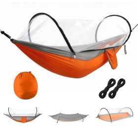 Camping Hammock with Mosquito Net 3-in-1 Portable Hammock Tent with BuiltIn Mosquito Net Dual-Way Zippers 440lbs Capacity Attached Storage Pocket for (Option: HammockOrangeGrey)