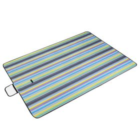 60" x 78" Waterproof Picnic Blanket Handy Mat with Strap Foldable Camping Rug for Camping Hiking Grass Travelling (Option: WPPicnicBlanketBlueStripe)