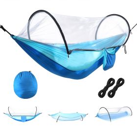 Camping Hammock with Mosquito Net 3-in-1 Portable Hammock Tent with BuiltIn Mosquito Net Dual-Way Zippers 440lbs Capacity Attached Storage Pocket for (Option: HammockRoBlueSkyBlue)